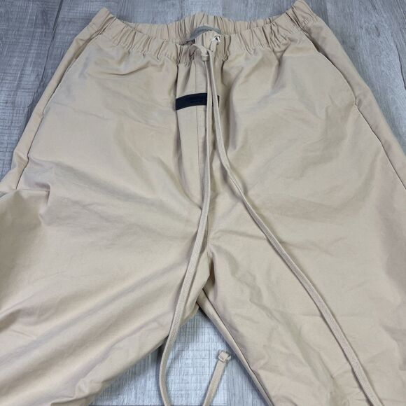 Fear Of God Essentials Relaxed Cotton Trousers Oak Medium Drawstring Wide Leg P - Picture 4 of 11